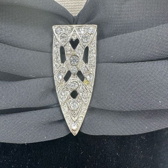 Vintage 90’s Robbie Bee Formal Dress Black Velvet Maxi Boat Neck Goth Size M - Picture 9 of 12